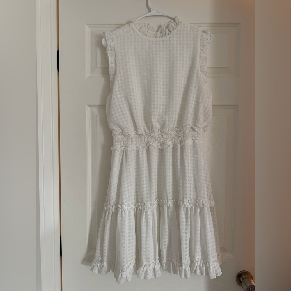 Classic White Ruffle Tiered Dress